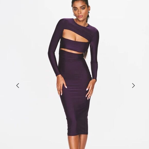 NWT SER.O.YA Kepla eggplant midi Dress cut out bodycon Retrofete Sz M - Picture 2 of 12